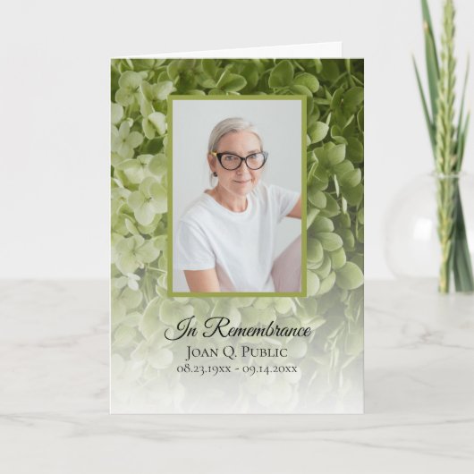 Grüne Hydrangea-Blumenbeerdigung geklappt Programm (Vorderseite)