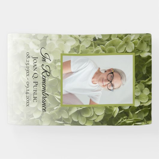 Grüne Hydrangea Blumenfeier zur Lebensbeerdigung Banner (Horizontal)