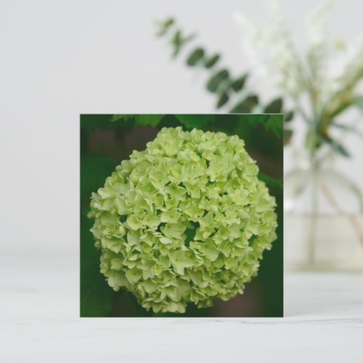 Grüne Hydrangea-Einladungen Einladung (Stehend Vorderseite)