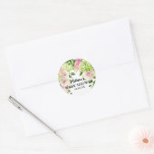 Grüne Hydrangea Rosa Blumensträuße Cupcake Toppers Runder Aufkleber (Umschlag)