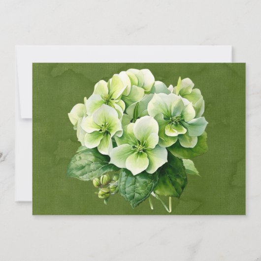 Grüne Hydrangea-Schmetterlinge speichern die Datum Einladung (Rückseite)