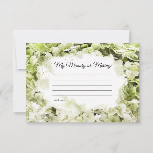 Grüne Hydrangea-Wasserfarbe gemeinsam Gedächtnisbe Mitteilungskarte (Rückseite)