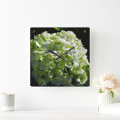 Grüne Hydrangeas-Blume Quadratische Wanduhr (Zuhause)