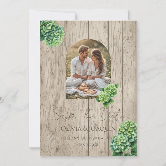 Grüne Hydrangeen-Hochzeitseinladung Einladung (Vorderseite)