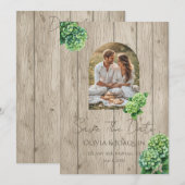 Grüne Hydrangeen-Hochzeitseinladung Einladung (Vorne/Hinten)