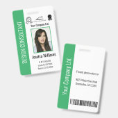 Grüne ID für personalisierte Unternehmensmitarbeit Ausweis (Vorder- & Rückseite)