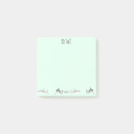 Grüne Illustration lebendiger Meereshaie Post-it Klebezettel