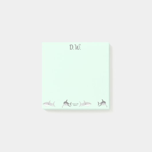Grüne Illustration lebendiger Meereshaie Post-it Klebezettel (Vorderseite)