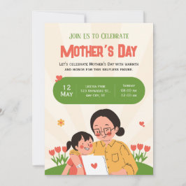Grüne Illustrierte Muttertag einladen Einladung