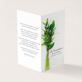 Grüne im Vase Funeral Service Memorial Gebet Visitenkarten