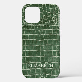 Grüne Imitat Krokodile Leder Personalisierter Name Case-Mate iPhone Hülle