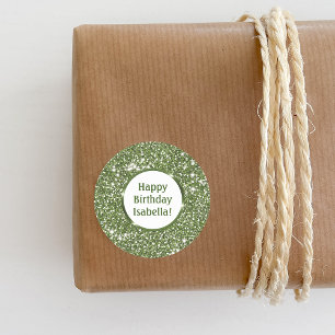 Grüne Imitate Glitzer Texture Custom Happy Geburts Runder Aufkleber