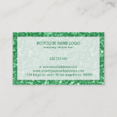 Grüne Imitate Glitzer und Glitzern Visitenkarte (Rückseite)