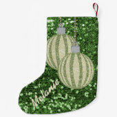 Grüne Imitate Glitzer Zierbälle Kleiner Weihnachtsstrumpf (Rückseite)