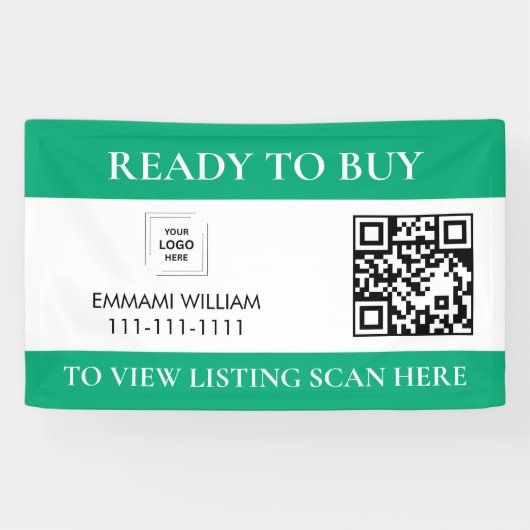 Grüne Immobilien-QR-Code-Open-House-Banner Banner (Horizontal)