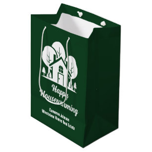 Grüne Immobilienfirma Glück zum Einzug Mittlere Geschenktüte