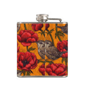 Grüne in einem roten Anemonengarten Flachmann (Rückseite)