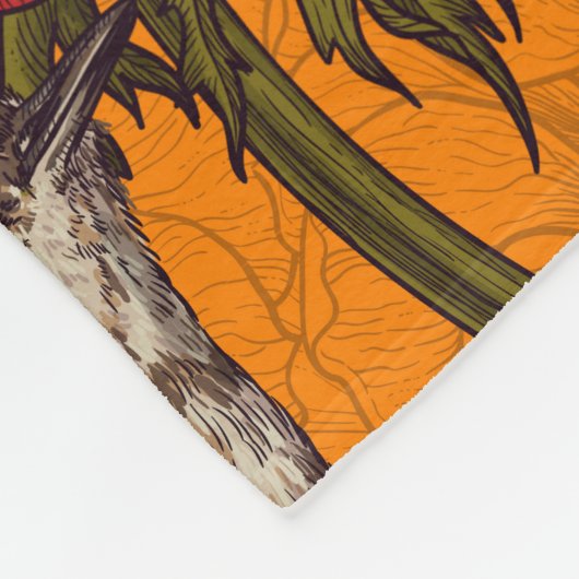 Grüne in einem roten Anemonengarten Fleecedecke (Ecke)