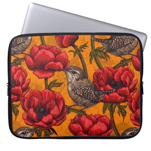 Grüne in einem roten Anemonengarten Laptopschutzhülle (Vorderseite)