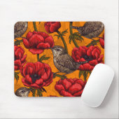 Grüne in einem roten Anemonengarten Mousepad (Mit Mouse)