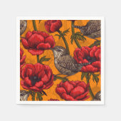 Grüne in einem roten Anemonengarten Serviette (Vorderseite)