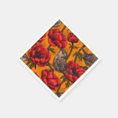 Grüne in einem roten Anemonengarten Serviette (Ecke)