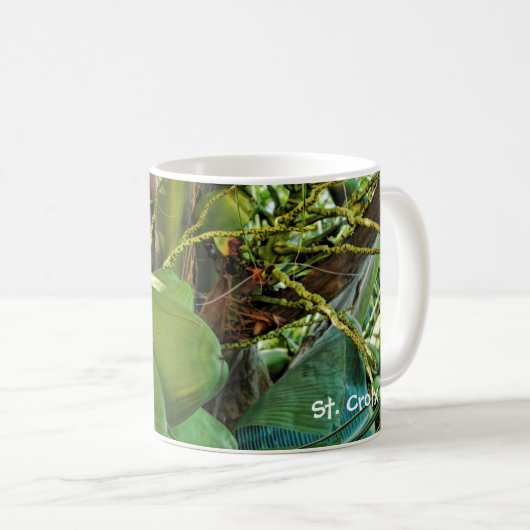 Grüne Insel Kokosnüsse Palme Tree Kaffeetasse (VorderseiteRechts)