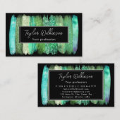 Grüne Iridescent Brush Strokes Visitenkarte (Vorne/Hinten)