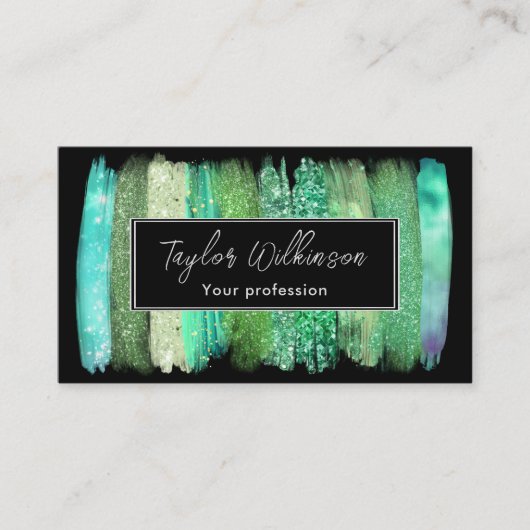 Grüne Iridescent Brush Strokes Visitenkarte (Vorderseite)