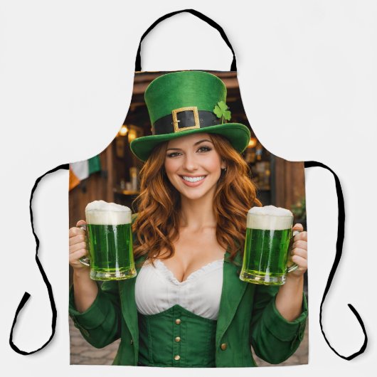 Grüne irische Bier-All-Over-Druck-Schürze Schürze (Vorderseite)