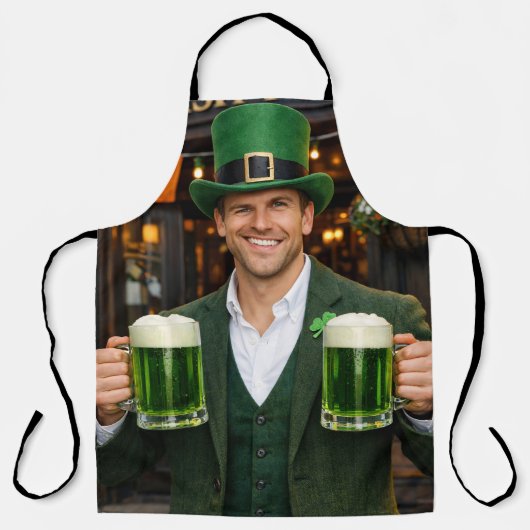 Grüne irische Bier-All-Over-Print-Schürze Nummer 2 Schürze (Vorderseite)