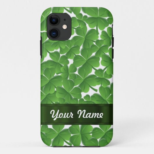 Grüne irische Kleeblätter personalisiert Case-Mate iPhone Hülle (Rückseite)