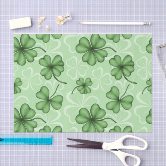 GRÜNE IRISCHE KLEEBLÄTTER SEIDENPAPIER (Handwerk)