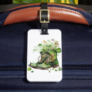 GRÜNE IRISH ARBEITSBOOTE MIT KLEEBLATTS BLUME GEPÄCKANHÄNGER