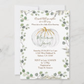 Grüne ist ein Junge Kürbis Baby Dusche Wasserfarbe Einladung (Vorderseite)