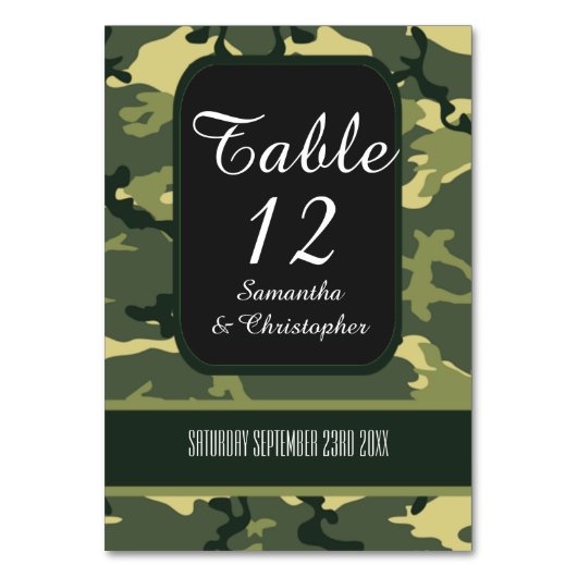 Grüne Jagd oder Hochzeit von militärischen Camoufl Tischnummer (Vorderseite)