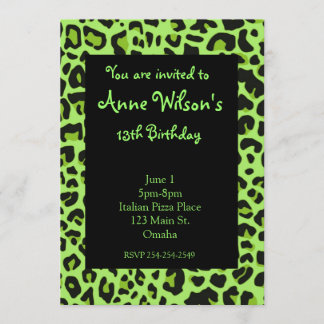 Grüne Jaguar-Druck-Mädchen-Einladung Einladung
