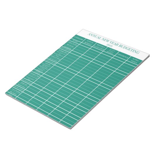 Grüne jährliche Neujahrshaushaltspläne Notizblock (angewinkelt)