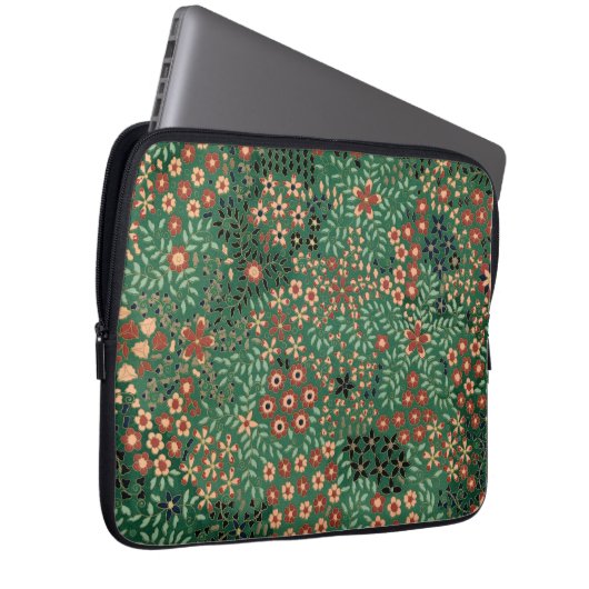 Grüne japanische Blume Laptopschutzhülle (Vorne Rechts)