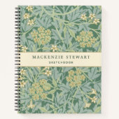 Grüne Jasmin-Botanik-Pattern-Skizzenbuch Notizblock (Vorderseite)