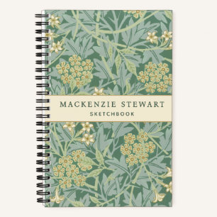 Grüne Jasmin-Botanik-Pattern-Skizzenbuch Notizblock