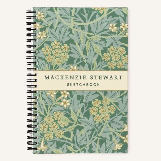 Grüne Jasmin-Botanik-Pattern-Skizzenbuch Notizblock (Vorderseite)