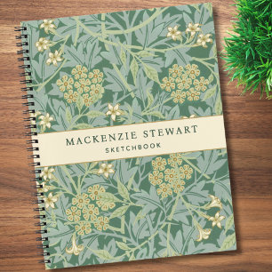 Grüne Jasmin-Botanik-Pattern-Skizzenbuch Notizblock