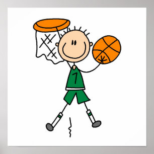 Grüne Jungen-Basketball-Spieler-T - Shirts und Poster