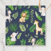 Grüne Jungle Animals Kinderdusche 1. Geburtstag Geschenkanhänger (Rückseite)