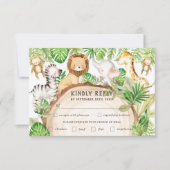 Grüne Jungle Animals Kinderdusche Auswahl RSVP Karte (Vorderseite)
