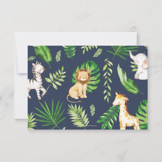 Grüne Jungle Animals Kinderdusche Auswahl RSVP Karte (Rückseite)