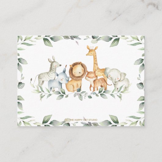 Grüne Jungle Animals Kinderdusche buchen Begleitkarte (Rückseite)
