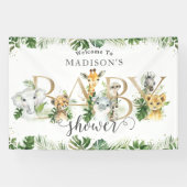 Grüne Jungle Animals Kinderdusche Willkommen Banner (Horizontal)