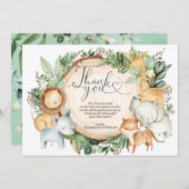 Grüne Jungle Safari Wilde Tiere Danke Karte (Vorne/Hinten)